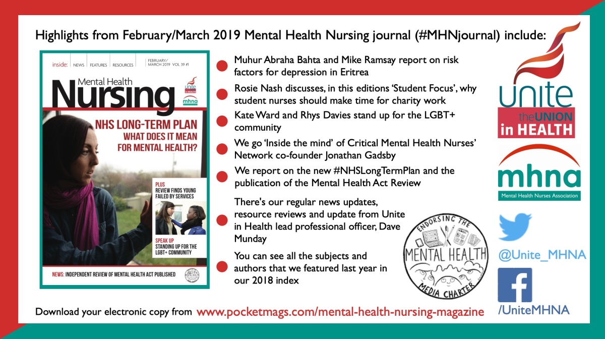 Mental Health Nursing journal February/March 2019 – Lead professional officer update