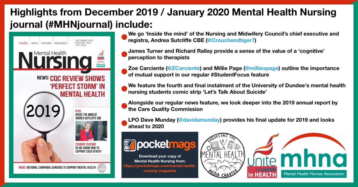 Mental Health Nursing journal December 2019/January 2020 – Lead professional officer update