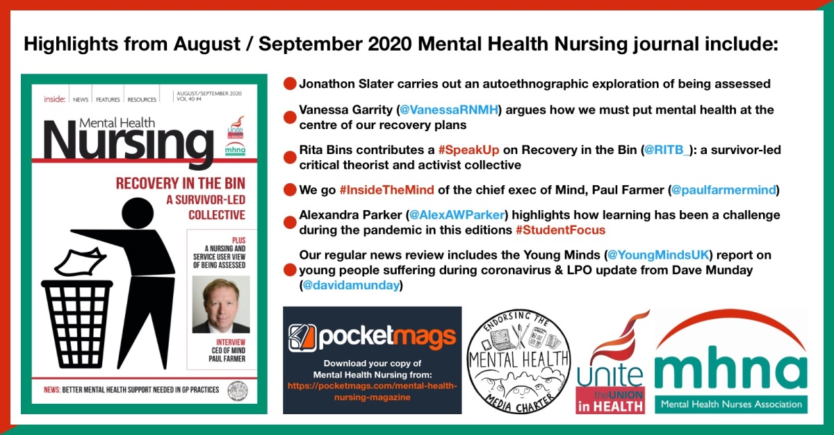Mental Health Nursing journal August/September 2020 – Lead professional officer update