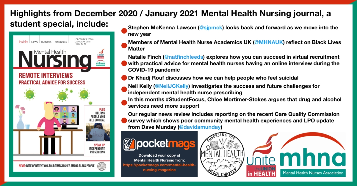 Mental Health Nursing journal December 2020/January 2021 – Lead professional officer update